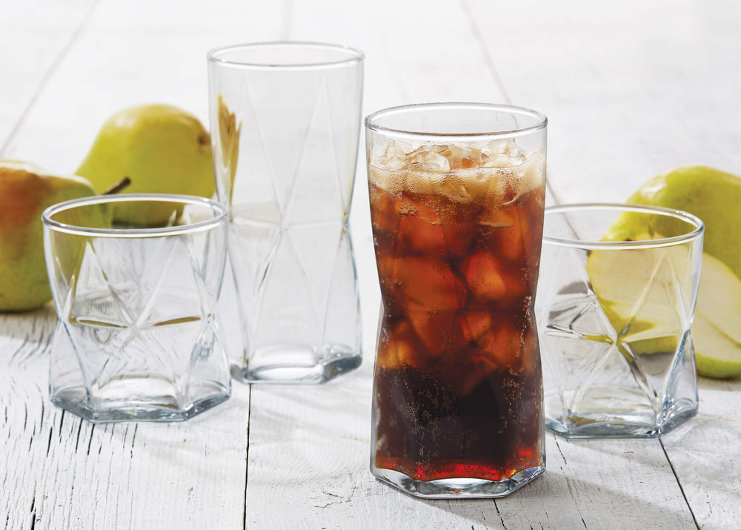 Libbey Rhombus 16pc Tumbler Glassware Set, Dishwasher Safe, 8pc x 357