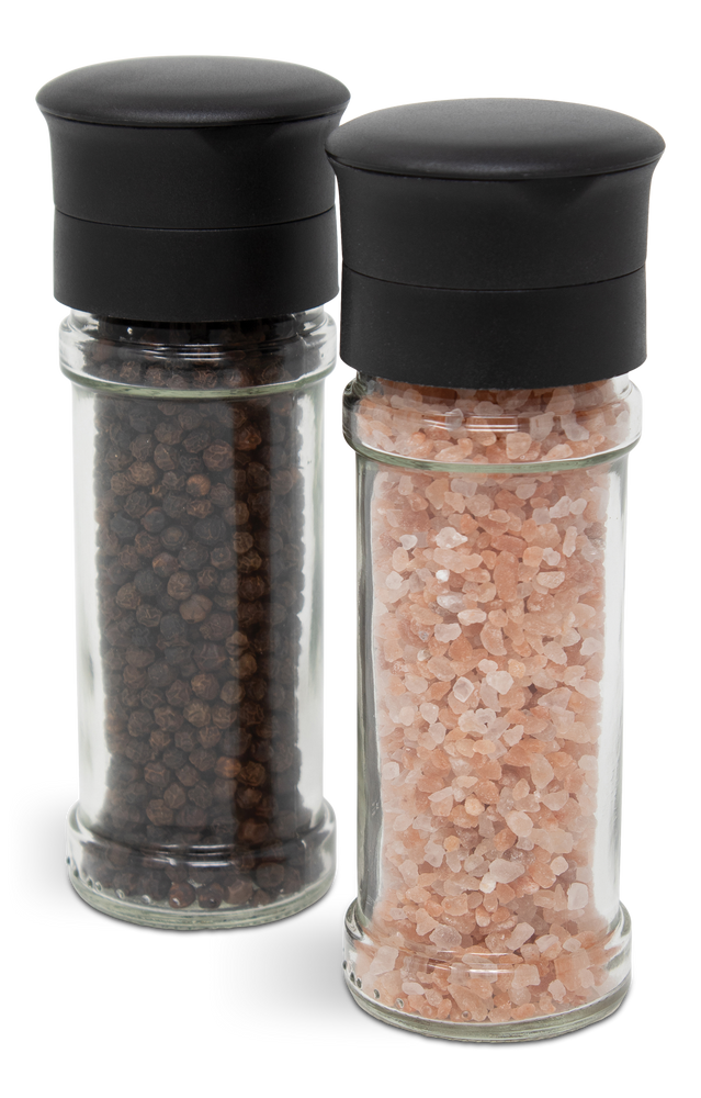 Kamenstein Glass Salt & Pepper Grinder Mill Set, PreFilled, 5.2in, 2