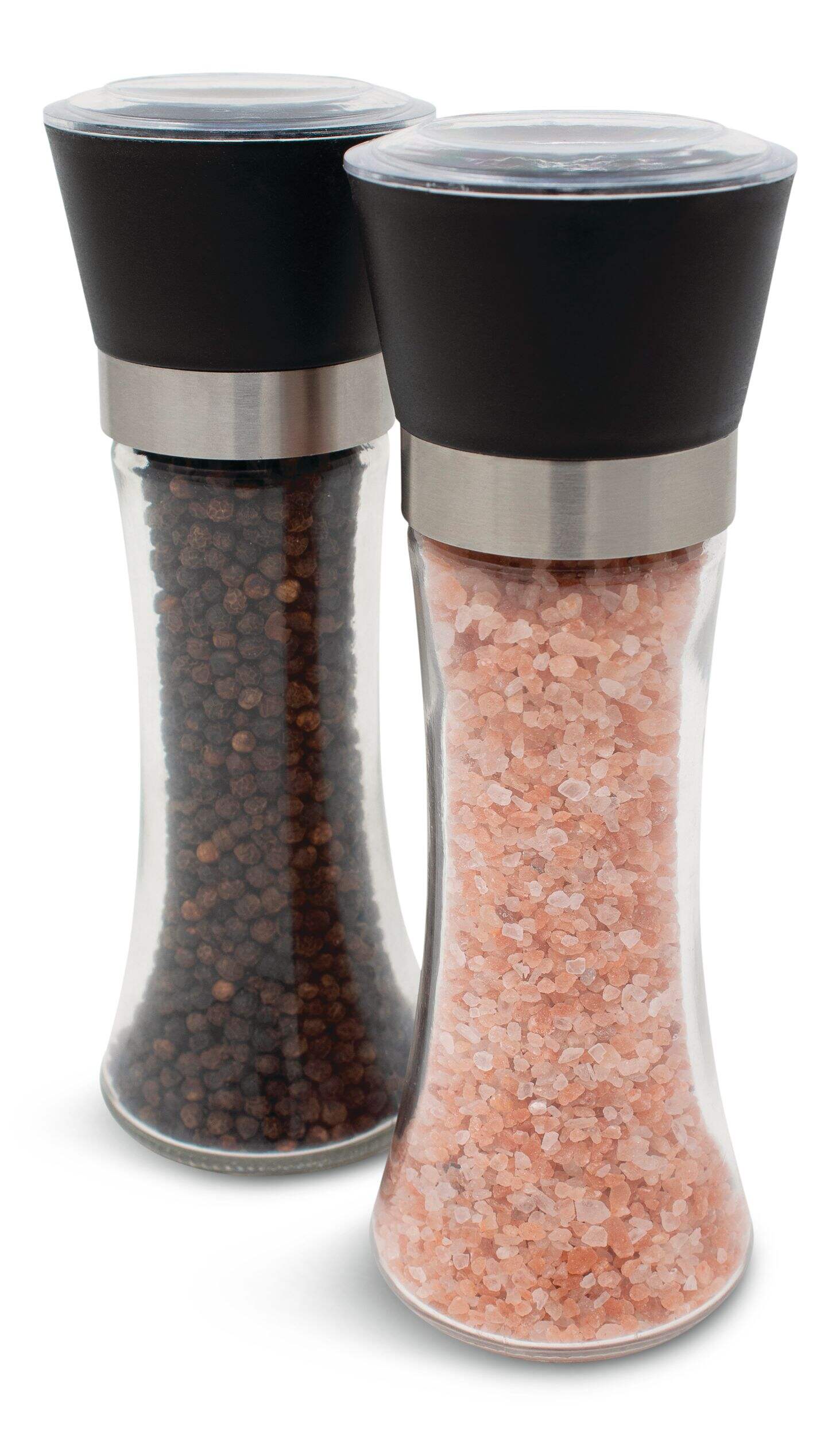 Kamenstein Glass Salt & Pepper Grinder Mill Set, PreFilled, 7.5in, 2