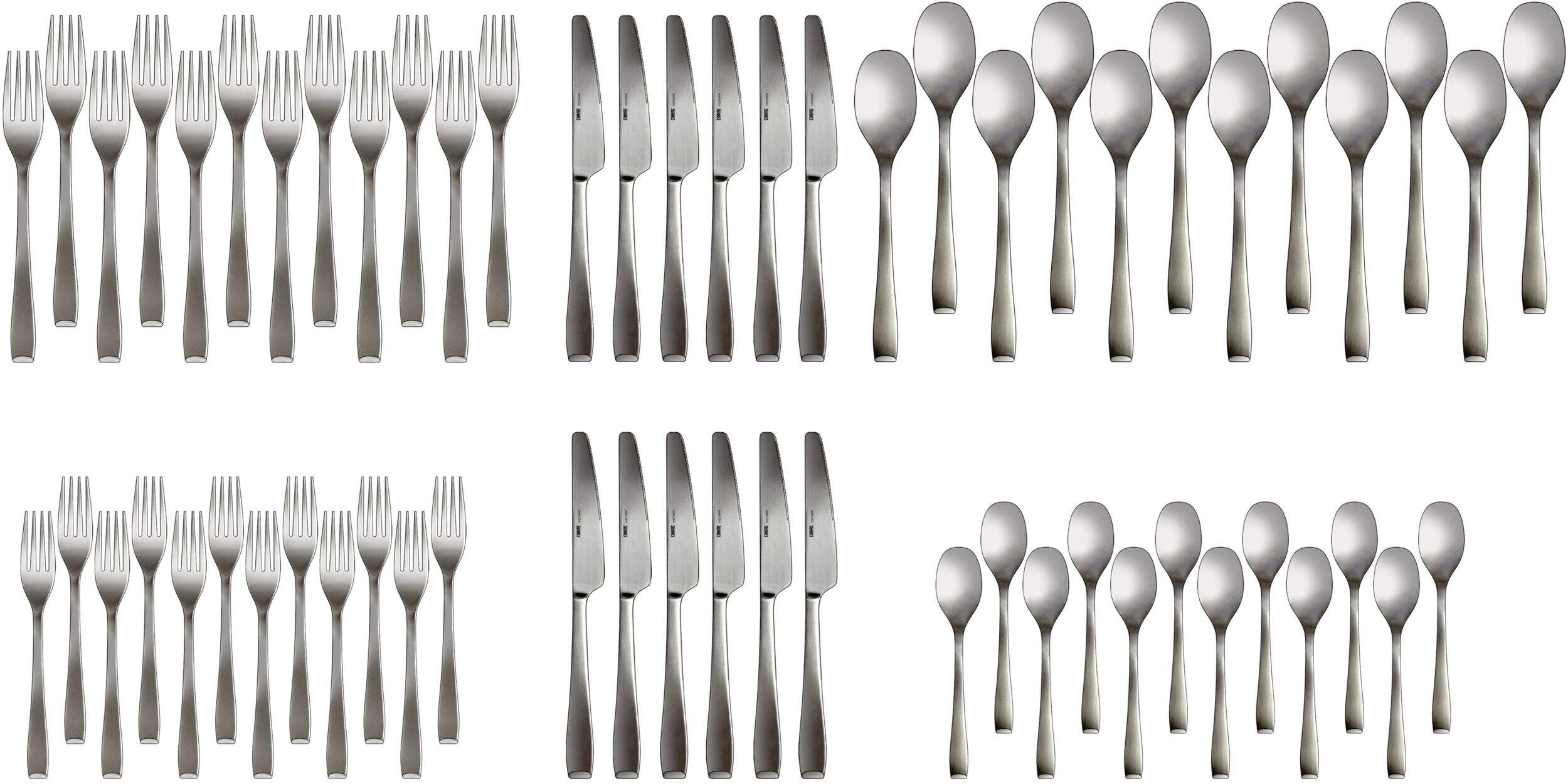 Service de couverts en inox CANVAS Morrison pour 12 personnes, 60 pièces Overhead_Flat