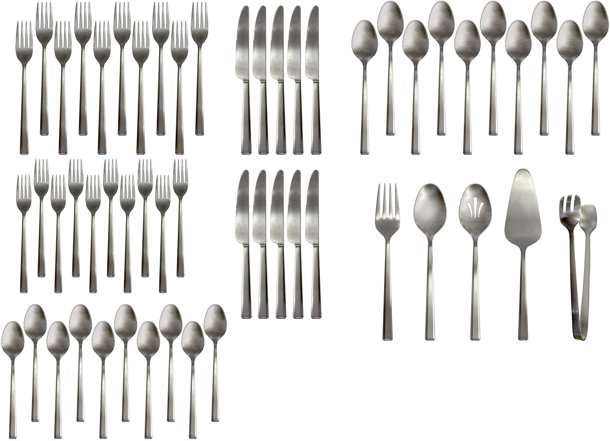 PADERNO Laurier 55pc Stainless Steel Entertaining Flatware Set, Serves 10 Overhead_Flat