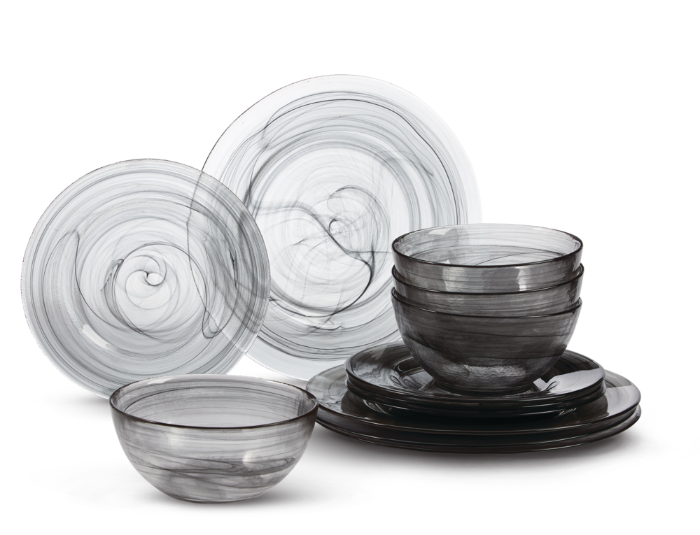 CANVAS Odessa 12pc Glass Dinnerware Set, Serves 4, Black Canadian Tire