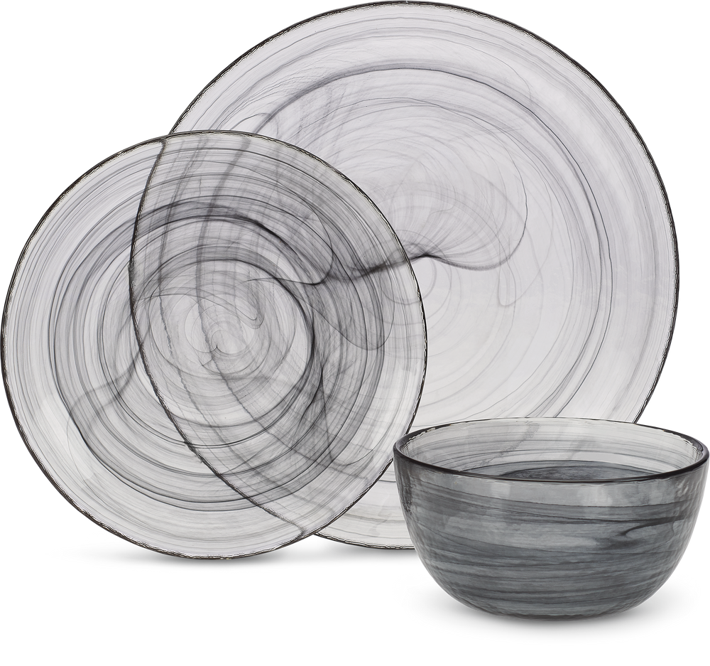 CANVAS Odessa 12pc Glass Dinnerware Set, Serves 4, Black Canadian Tire