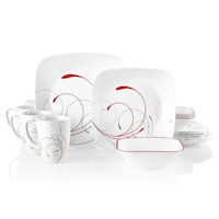 Corelle Splendour 16pc Glass Dinnerware Set, Serves 4, White Composite_or_Mixed