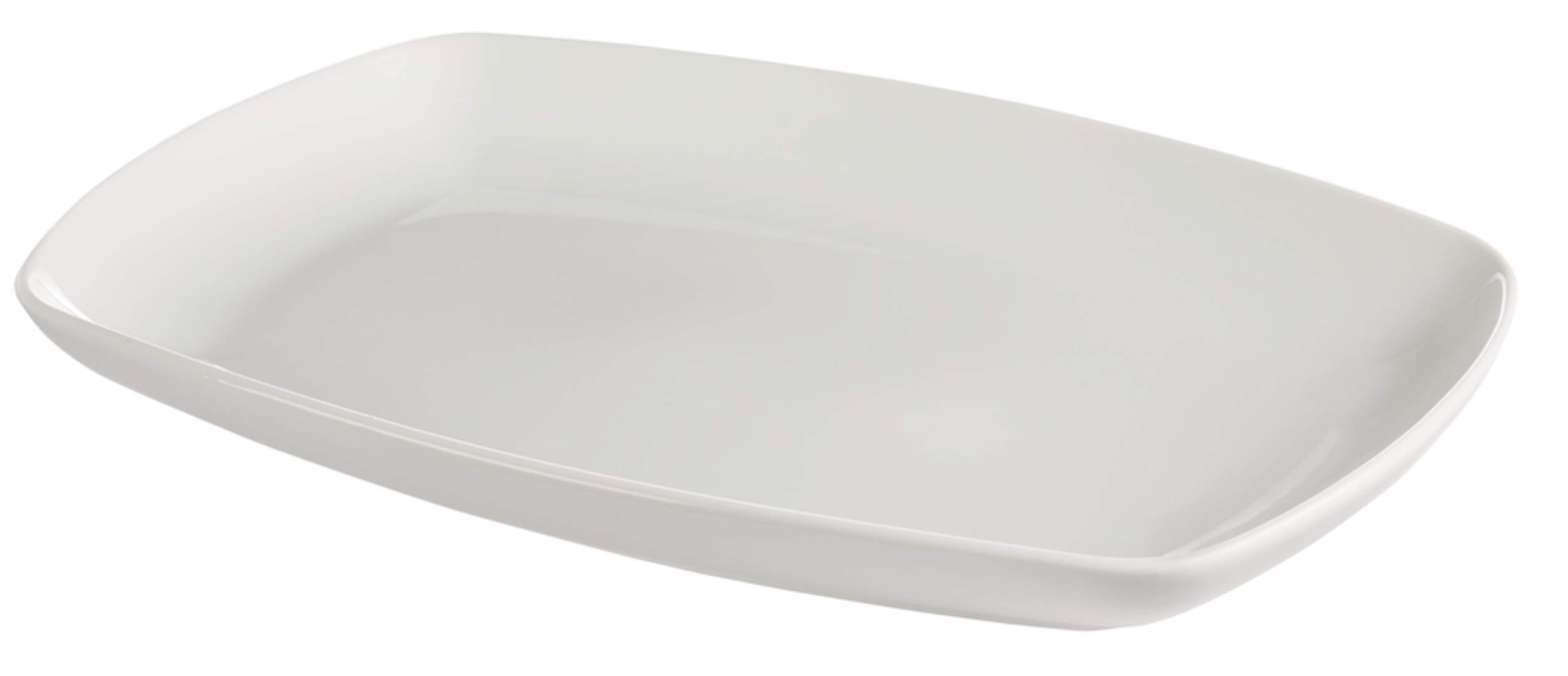 CANVAS Rectangle Porcelain Reusable Serving Platter, White, 15-in, for Christmas/Thanksgiving/New Year's Eve/Easter/Birthday Party Front_Three_Fourths_Angled_Left