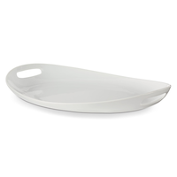 CANVAS Oval Porcelain Reusable Handle Serving Tray, White, 17.5-in, for Christmas/Thanksgiving/New Year's Eve/Easter/Birthday Party