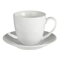 CANVAS 4pc Porcelain Espresso Mug Set with Saucers, Dishwasher Safe, 3.5-oz
