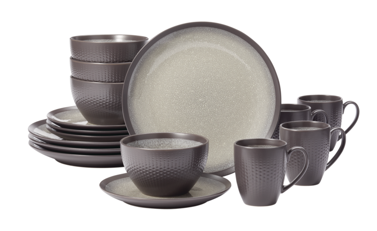 CANVAS Wild Rose 16pc Porcelain Dinnerware Set, Serves 4, White