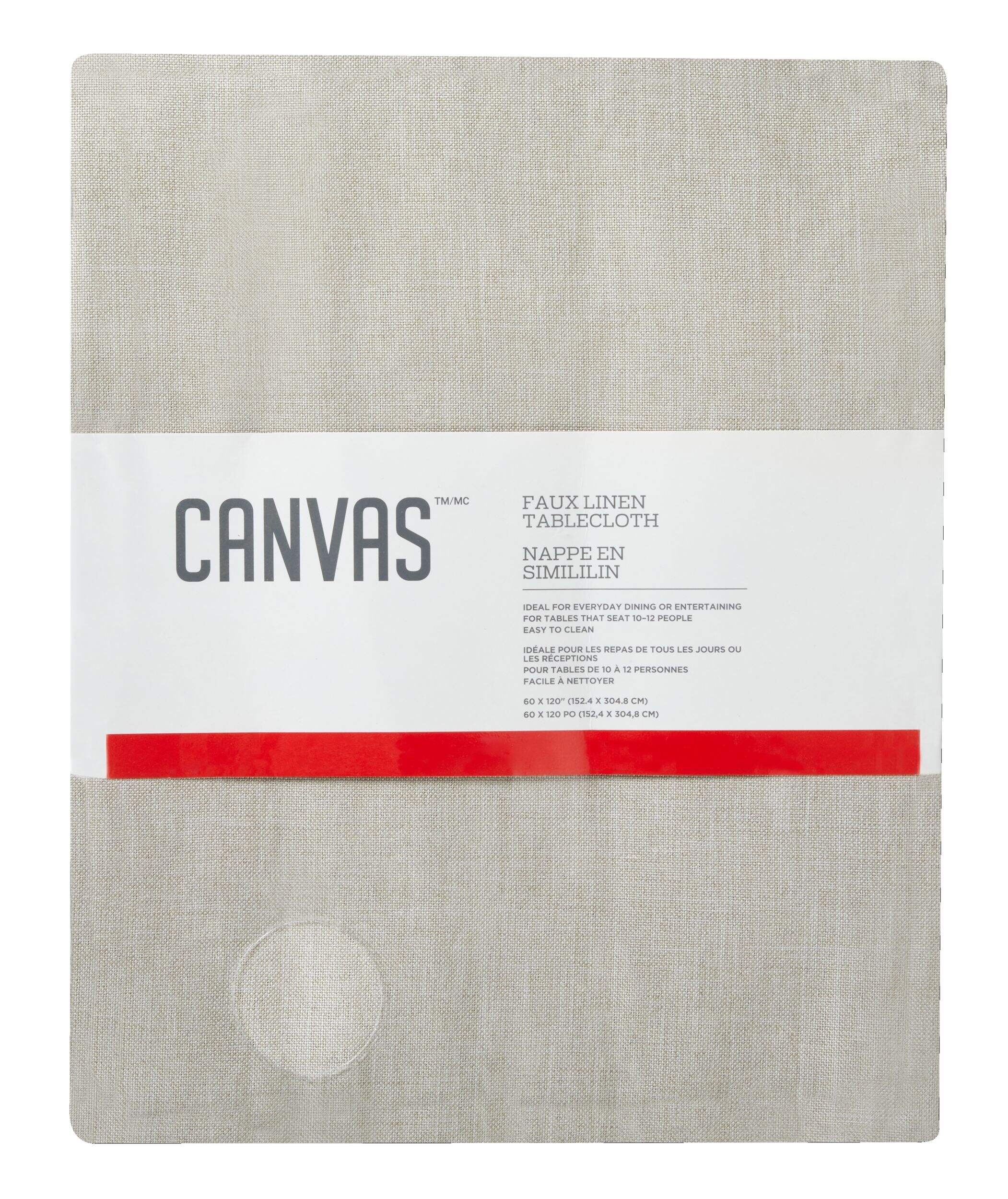 CANVAS Oatmeal Table Cloth, 60 x 102-in Front_Flat