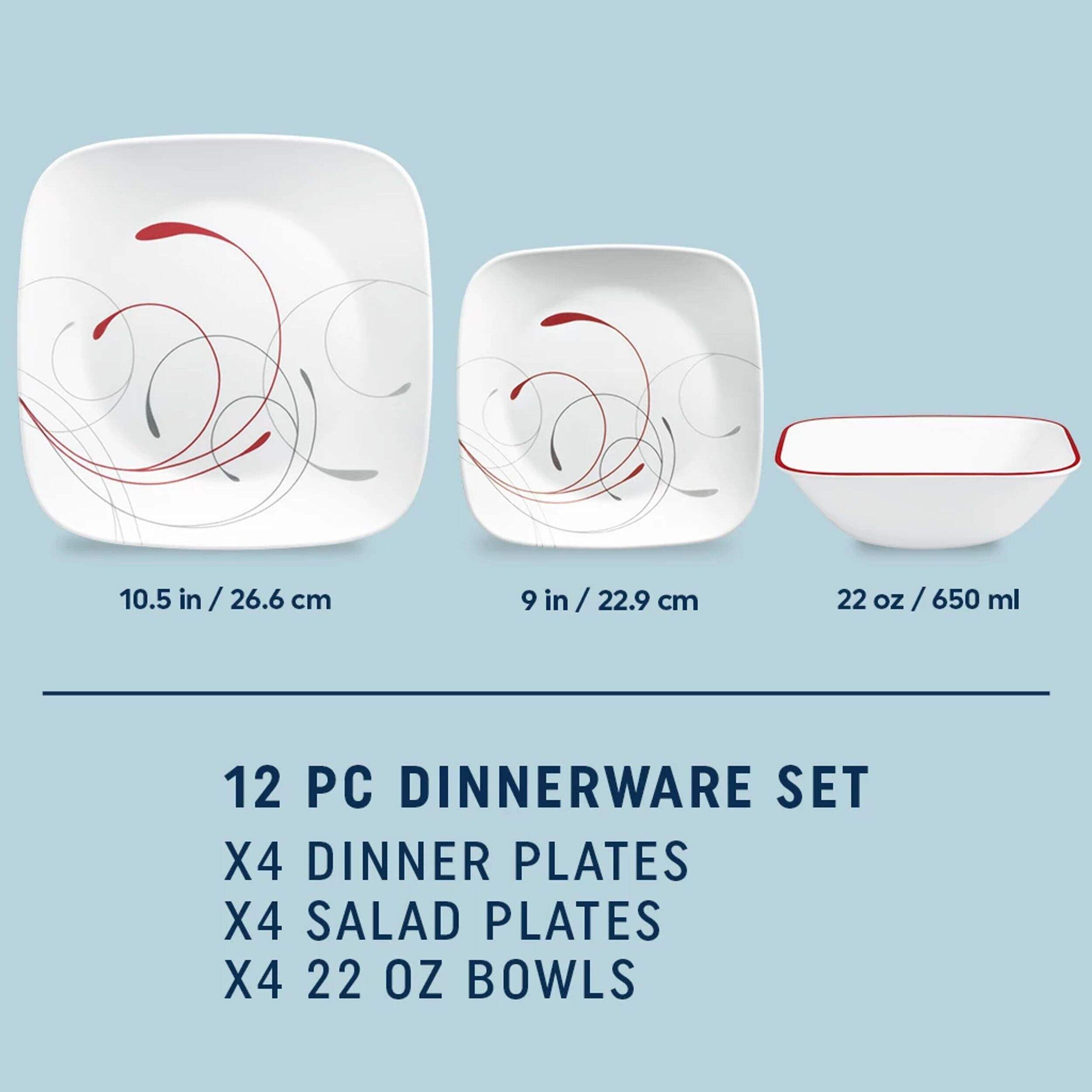 Corelle Splendour Chip & Break Resistant Dinnerware Set, 12pc