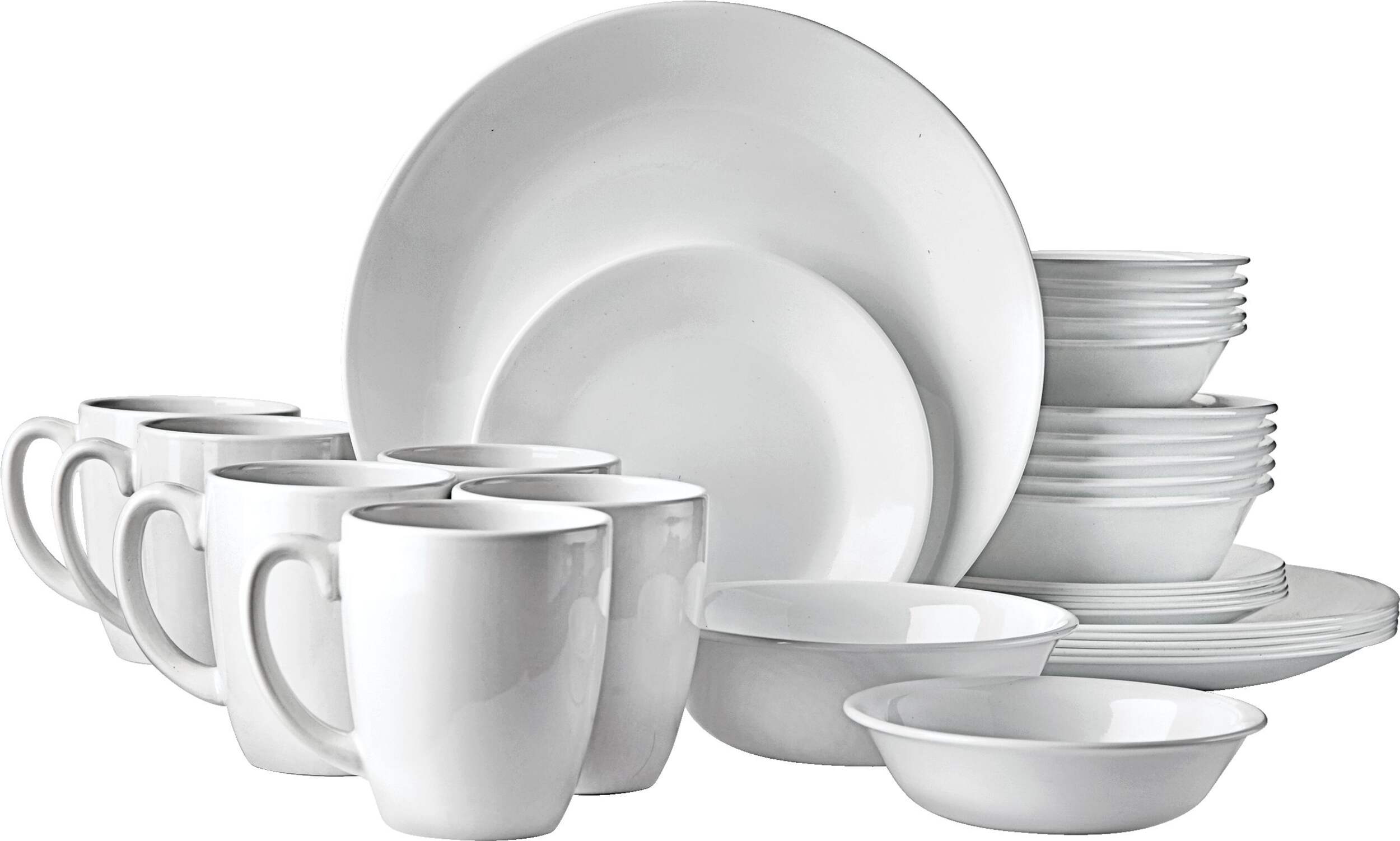 Corelle Winter Frost 30pc Glass Dinnerware Set, Serves 6, White