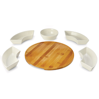 CANVAS 6-Piece Ceramic & Bamboo Multi-Purpose Serveware Tray