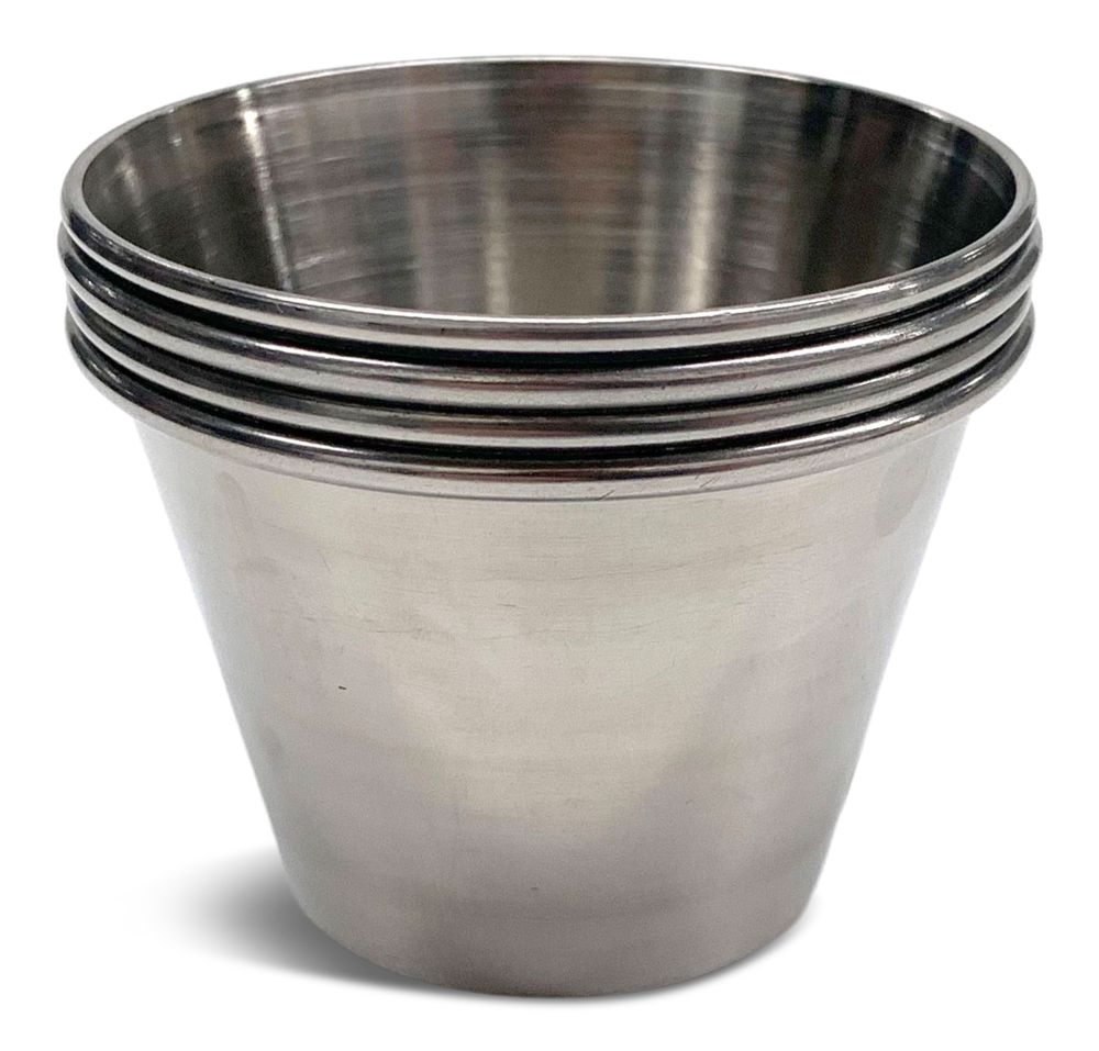 [96 Pack] 4 oz Stainless Steel Sauce Cups - Round Condiment Containers, Food Safe/Commercial Grade Safe/Portion Dipping Cups, Sauce Cups, Ramekins by