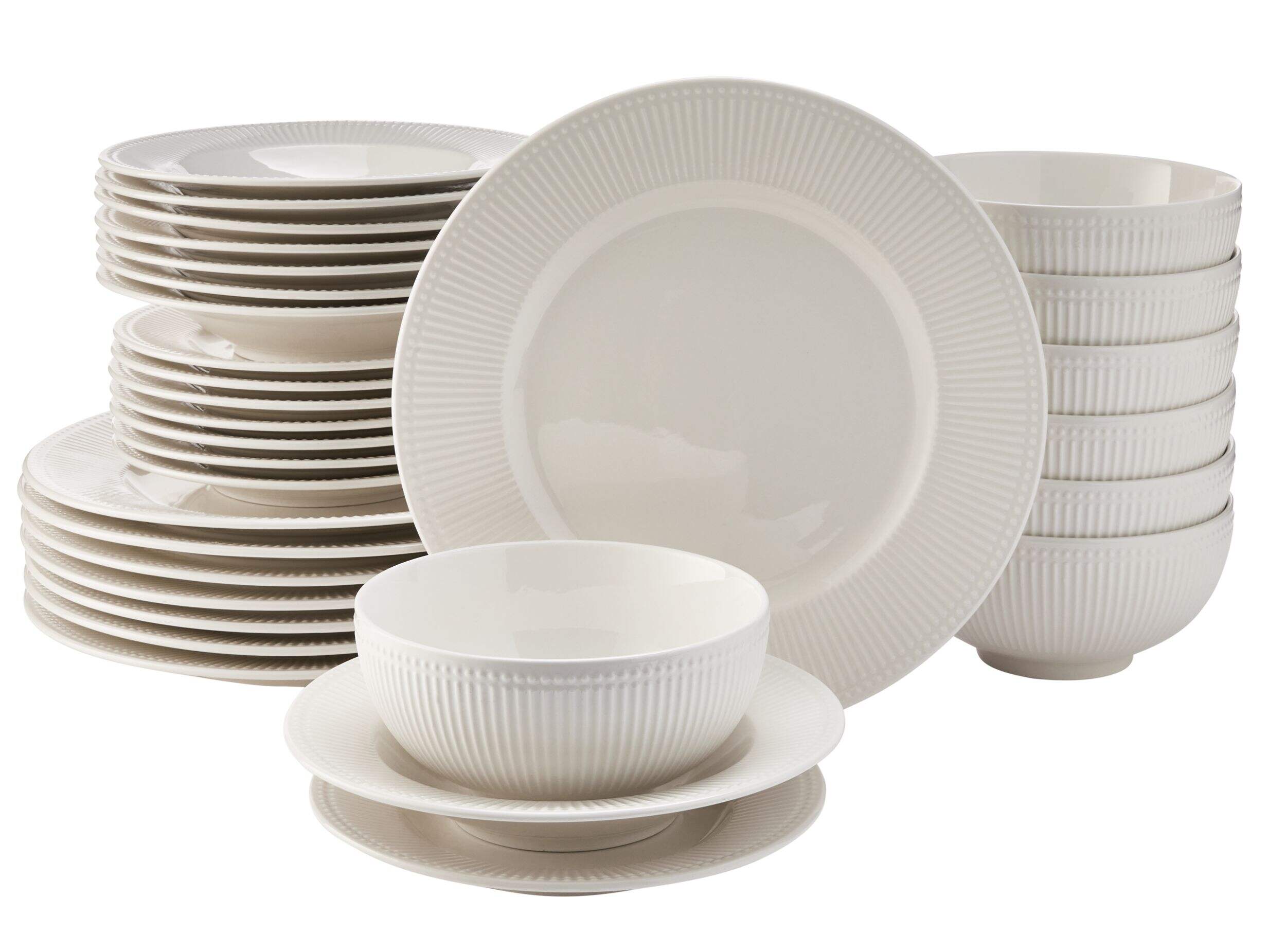 CANVAS Lorelle Porcelain Dinnerware Set, White, Serves 8, 32-pc Composite_or_Mixed