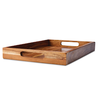 CANVAS Rectangular Wood Serving Tray with Round Handles, 18-in