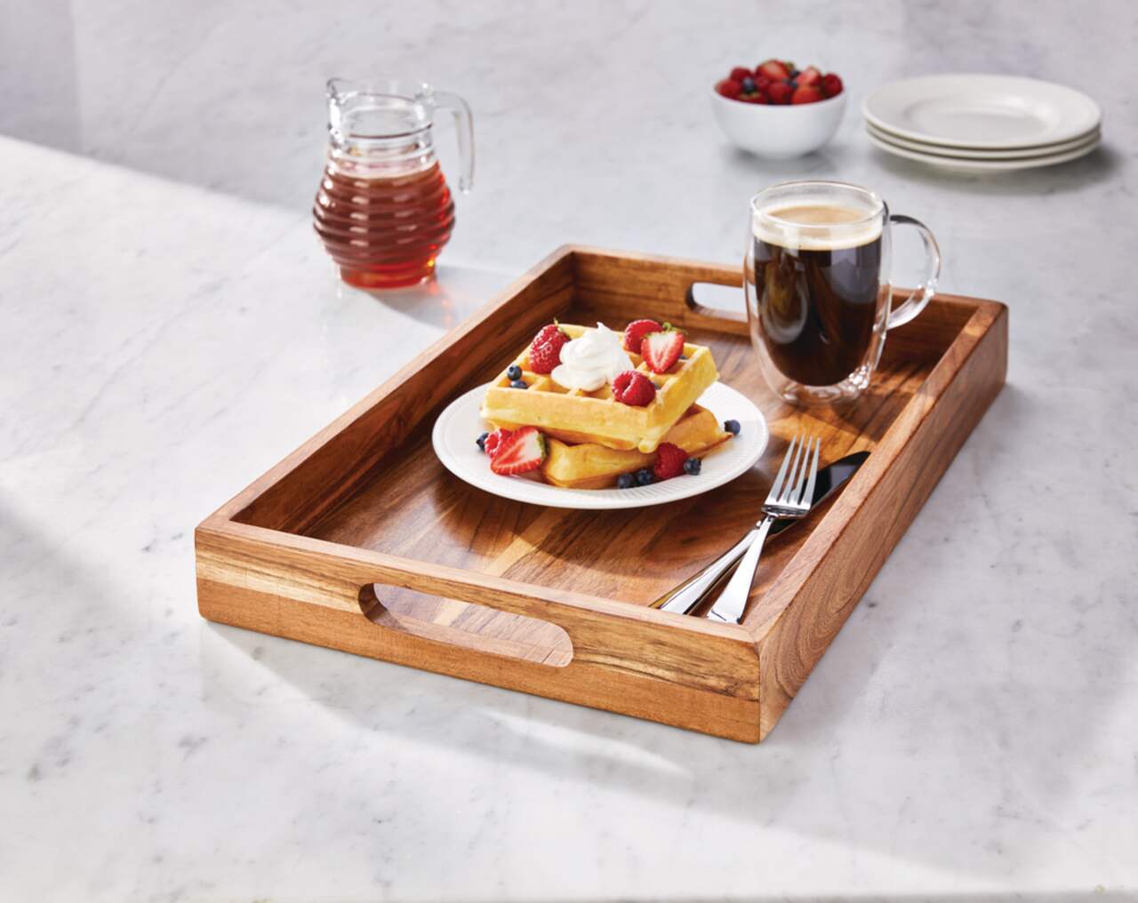 CANVAS Rectangular Wood Serving Tray with Round Handles 18 in Canadian Tire