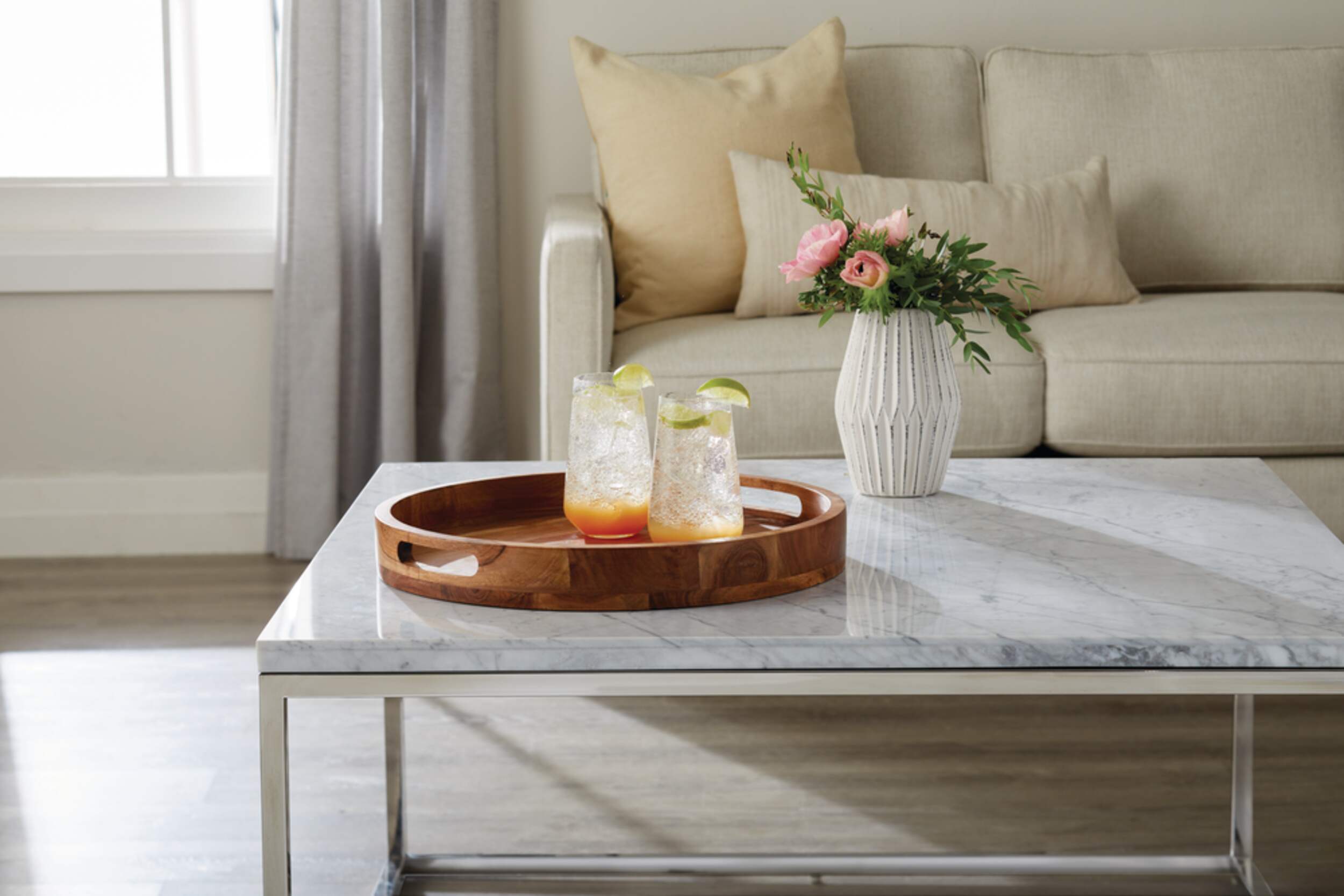 CANVAS Round Wood Serving Tray with CutOut Handles, 16in Canadian Tire