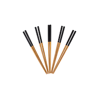 CANVAS Bamboo Wood Chopsticks with Black Top, Serves 5, 10-pc