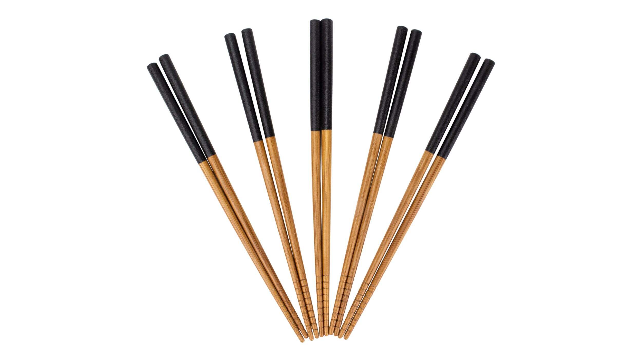 CANVAS Bamboo Wood Chopsticks with Black Top, Serves 5, 10-pc Overhead_Flat