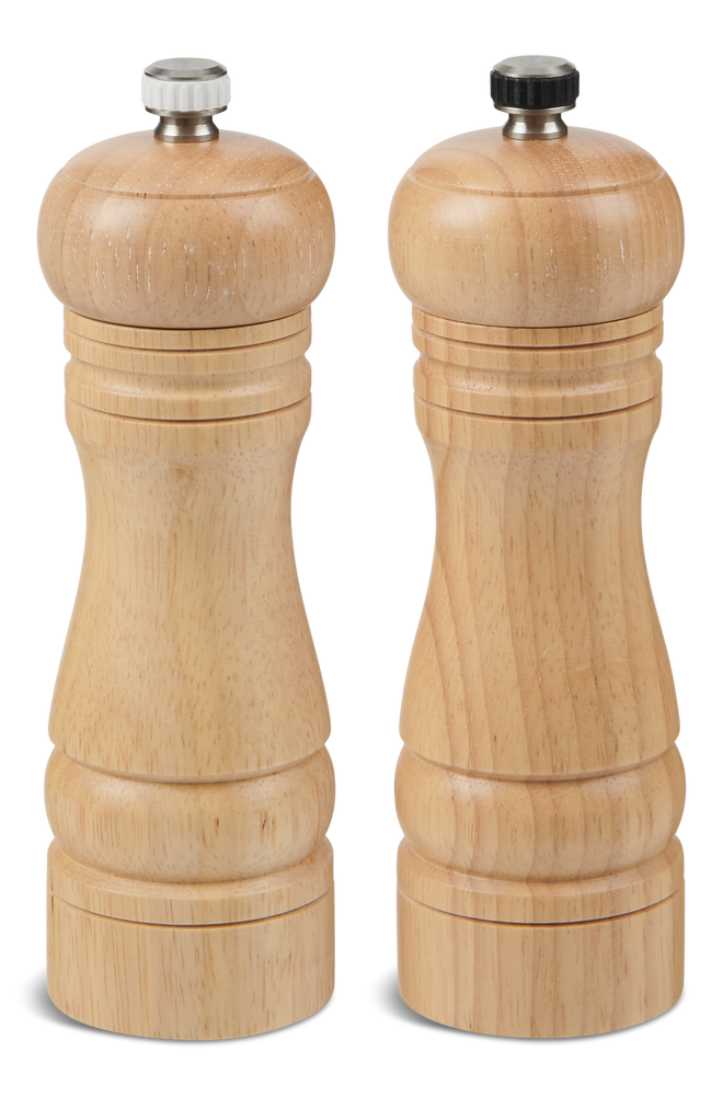 Trudeau Capri Pepper Mill & Salt Mill Set, Natural Wood, 6in
