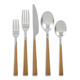 CANVAS Delwood Stainless Steel Flatware Set with Faux Wood Finish, 20-pc Overhead_Flat