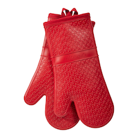 PADERNO Washable Silicone Oven Mitt, Red, One-Size, 2-pk Front_Flat