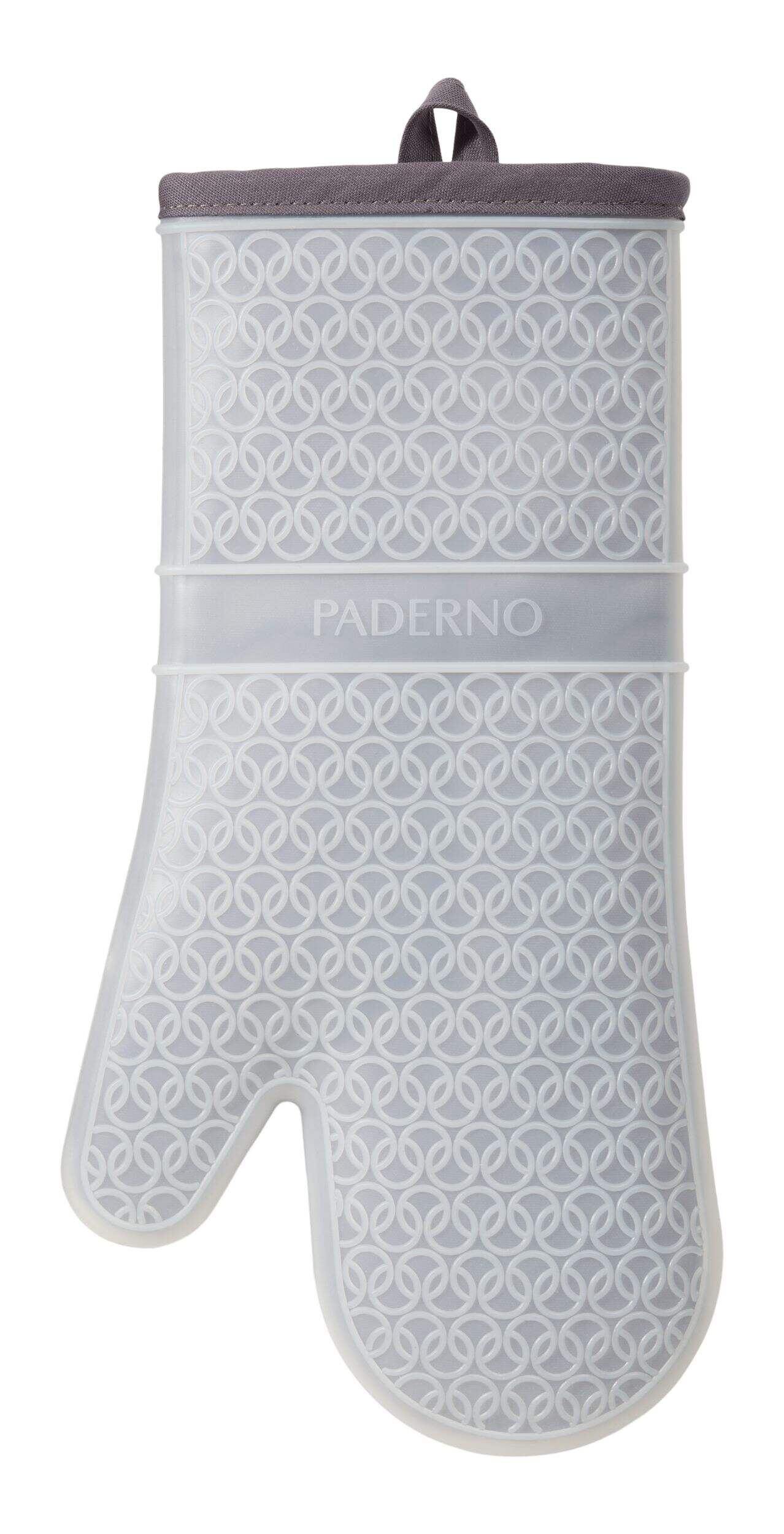PADERNO Washable Silicone Oven Mitt, Grey, One-Size Front_Flat