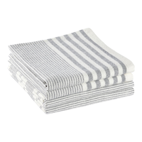 PADERNO All-Purpose Striped Cotton Terry Square Dish Cloths, Grey, 4-pk Front_Three_Fourths_Angled_Right