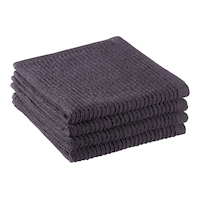 PADERNO All-Purpose Ribbed Cotton Terry Square Dish Cloths, Black, 4-pk