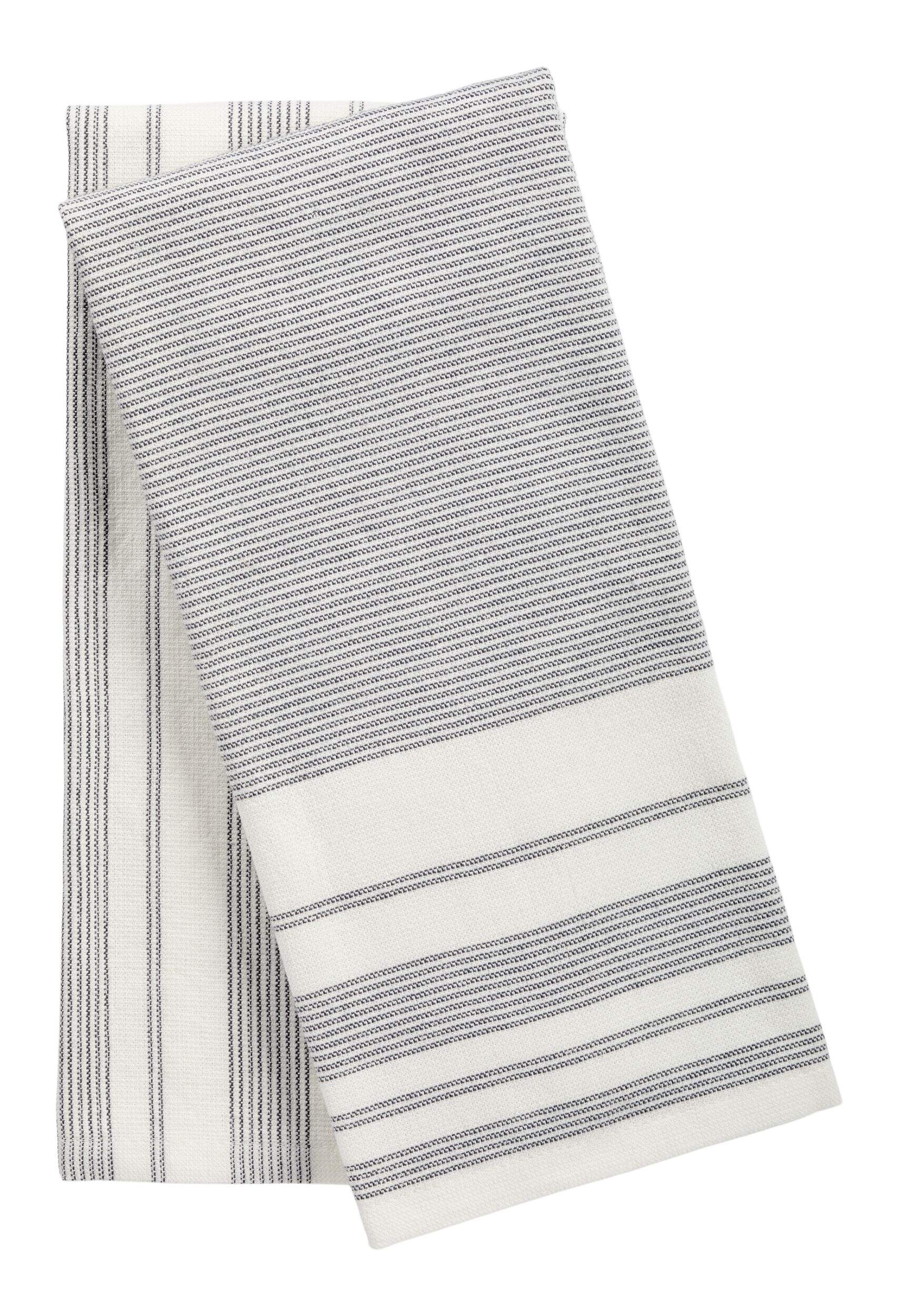 PADERNO All-Purpose Striped Cotton Terry Kitchen Towels, Grey, 2-pk Front_Flat