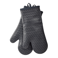 PADERNO All-Purpose Silicone Oven Mitts, Opaque Black, One-Size, 2-pk Front_Flat