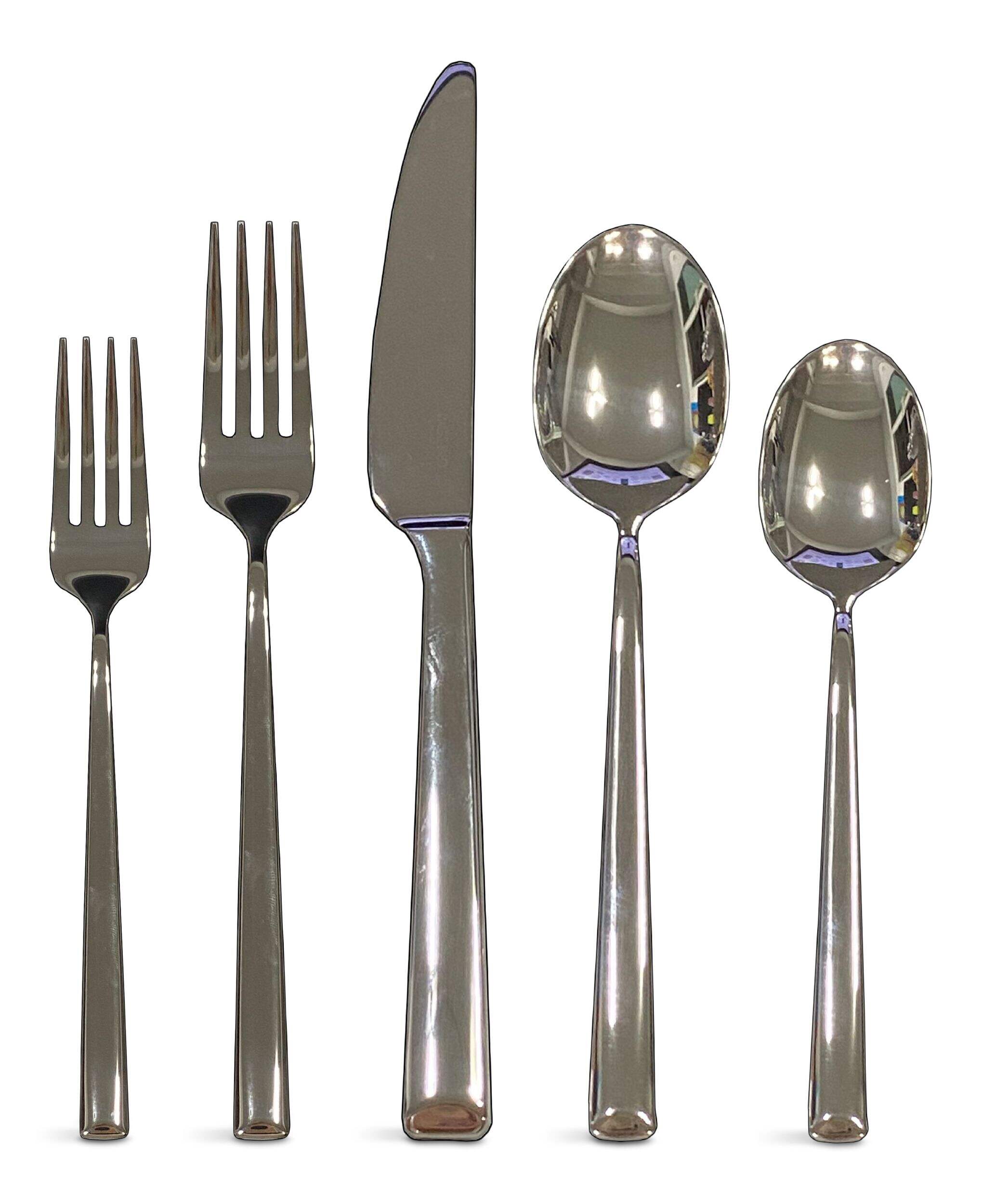 PADERNO Alberton Mirror Finish Stainless Steel Flatware Set, 60-pc Front_Flat