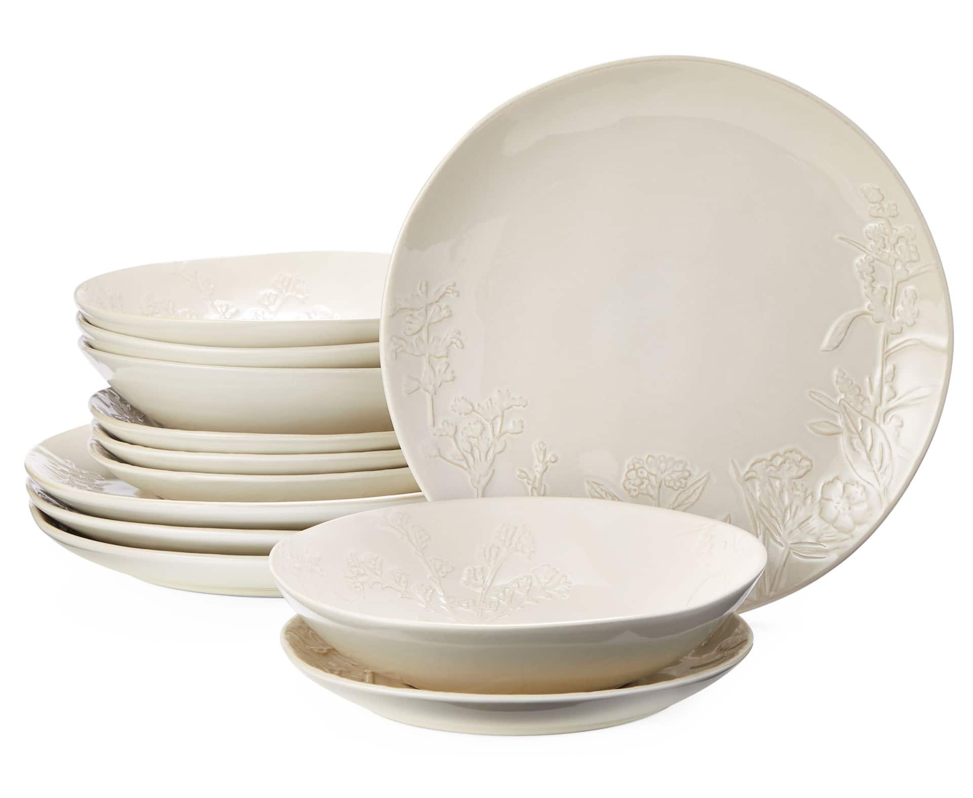 CANVAS Maryvale Embossed Stoneware Dinnerware Set 12 pc Canadian Tire