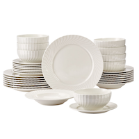 CANVAS Milliken Embossed Stoneware Dinnerware Set, White, 32-pc Composite_or_Mixed