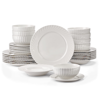 CANVAS Milliken Embossed Stoneware Dinnerware Set, White, 32-pc Composite_or_Mixed