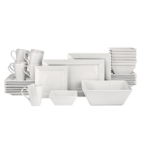 CANVAS Quatro 34pc Porcelain Dinnerware Set, Serves 8, White Composite_or_Mixed