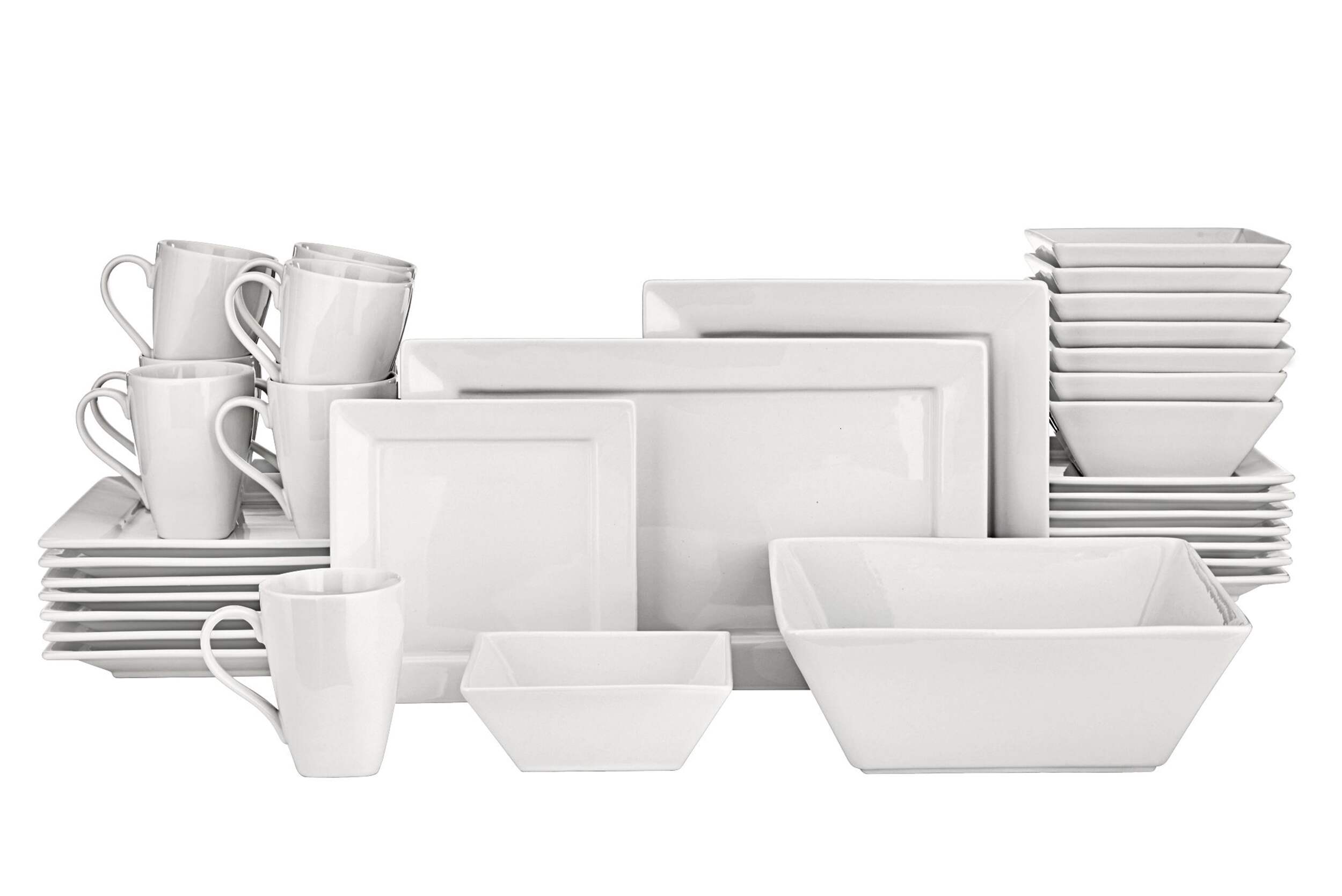 Service de vaisselle en porcelaine CANVAS Quatro pour 8 personnes, blanc, 34 pièces Composite_or_Mixed