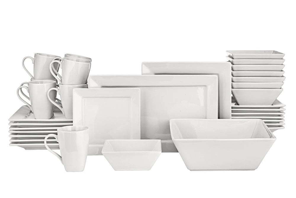CANVAS Quatro 34pc Porcelain Dinnerware Set, Serves 8, White Canadian