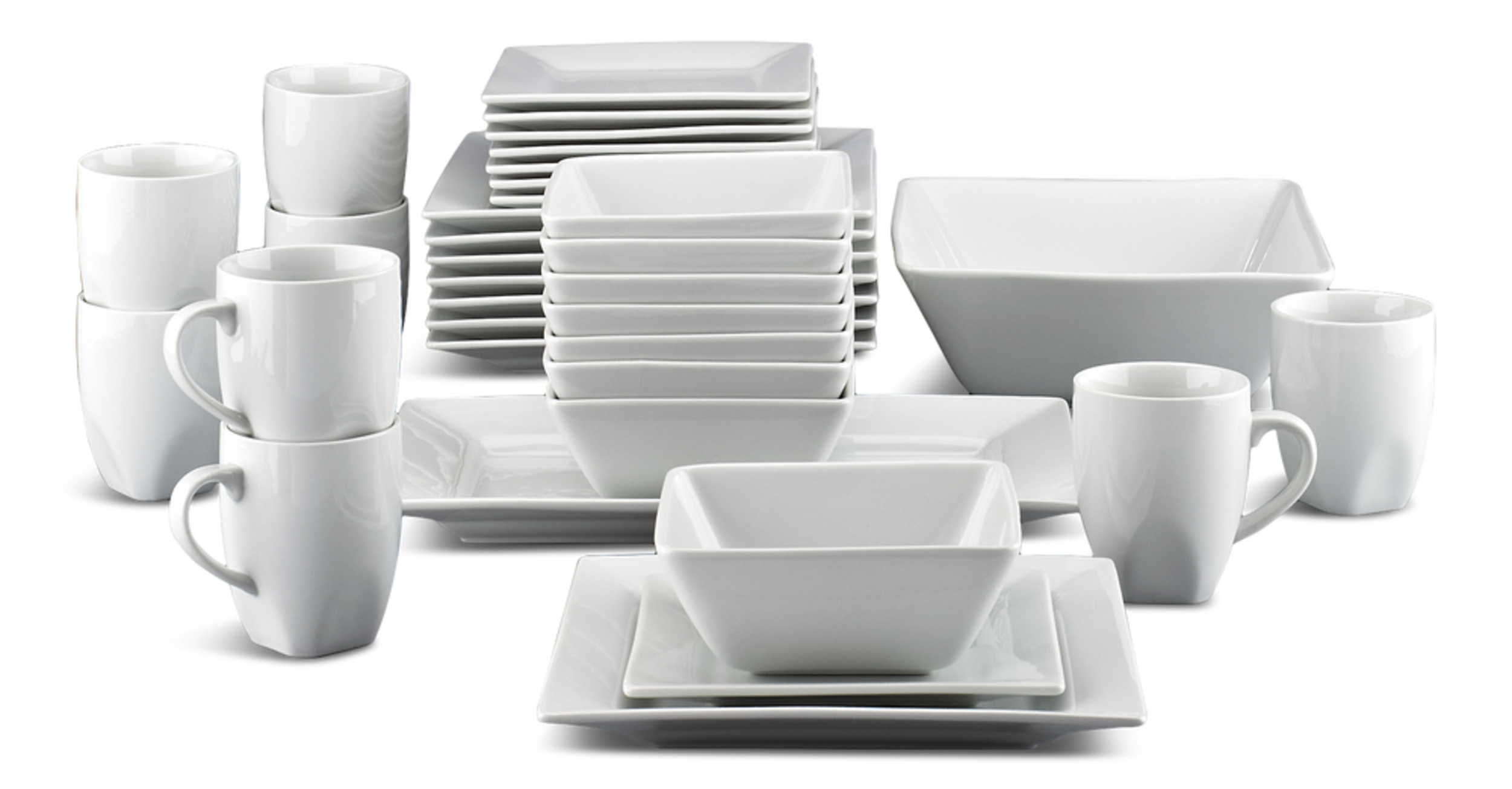CANVAS Quatro 34pc Porcelain Dinnerware Set, Serves 8, White Canadian