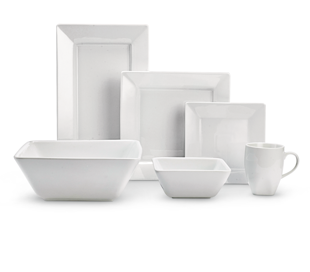 5 Piece First Design Global White Classic Dinner Bowl Set with Serving Utensil Various Sizes 
