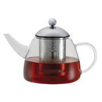 Lagostina Glass Teapot with Stainless Steel Infuser, 1.3-L, Clear