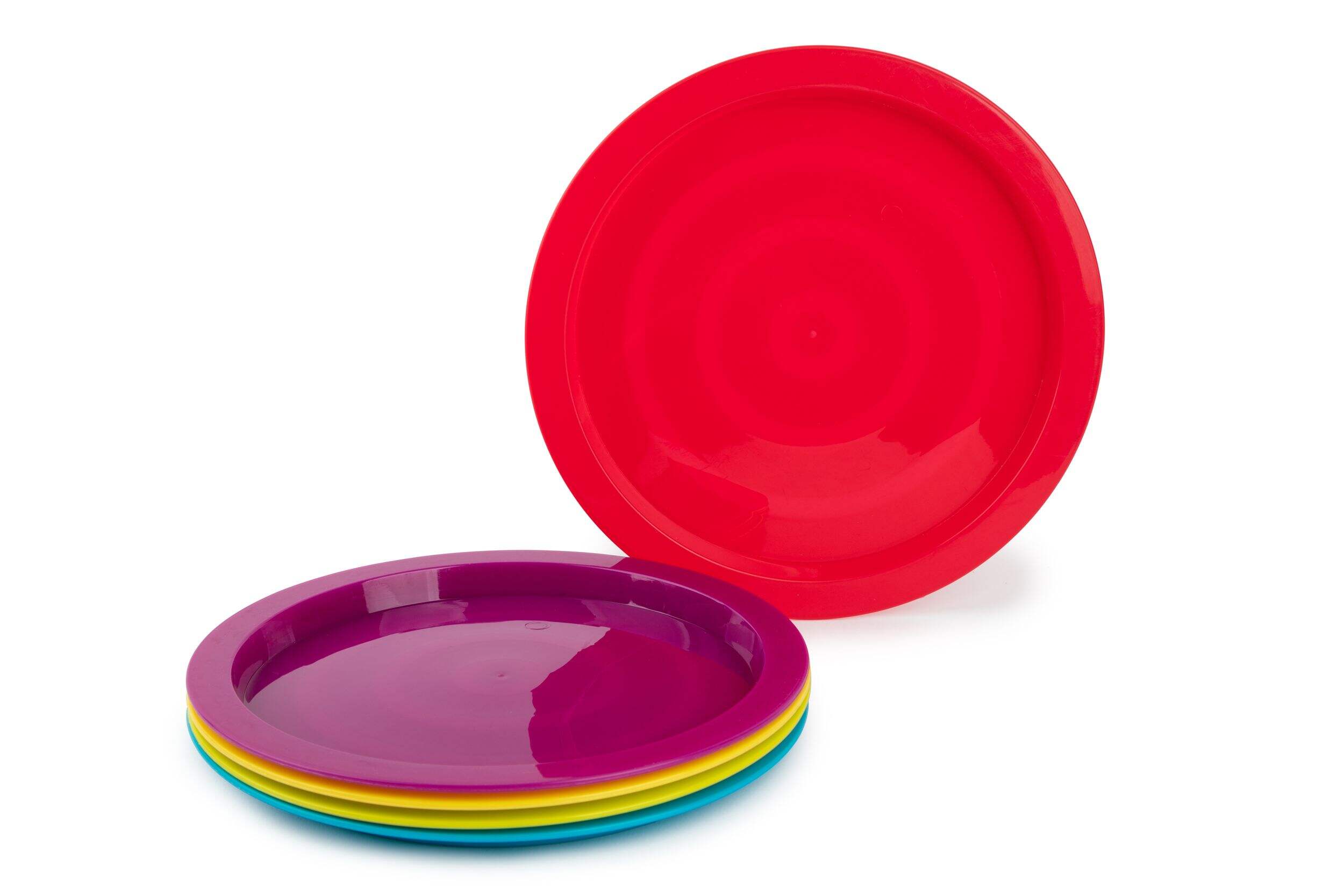 Core Home Plastic Kids Plates, BPA Free, 5-pc, Assorted Colours Composite_or_Mixed
