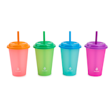 Manna Plastic Colour Changing Cups with Straws & Lids, 12-oz, 4-pk, Assorted Colours Front_Elevated
