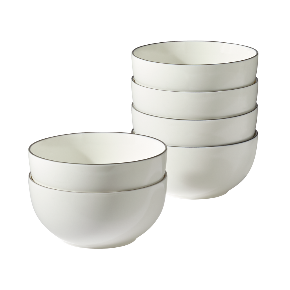 Paderno Bonavista 6pc Porcelain Mid-Rim Soup Bowl Set, Chip