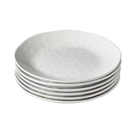 Paderno Sandbank 6pc Porcelain Organic Dinner Plate Set, Chip Resistant, White Front_Elevated