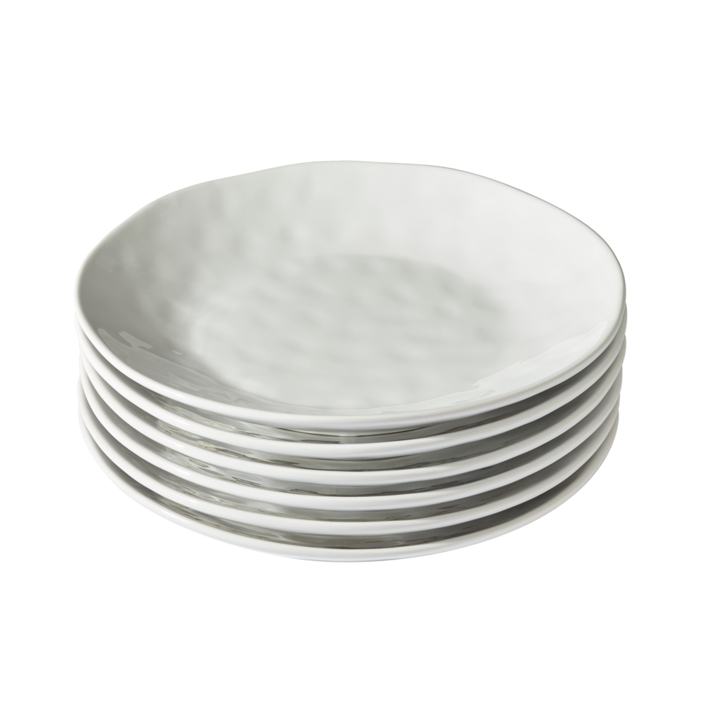 Paderno Sandbank 6pc Porcelain Organic Salad Plate Set, Chip
