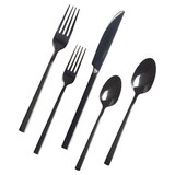 PADERNO Belvedere 20pc Stainless Steel Flatware Set, Serves 4, Black Overhead_Flat
