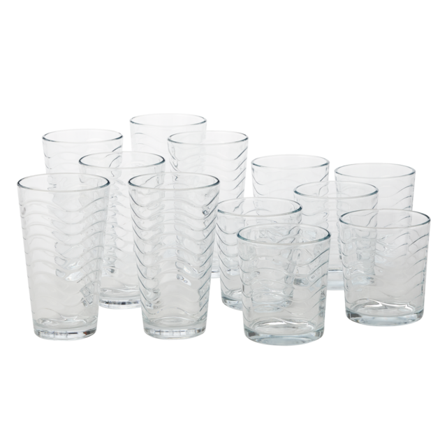 CANVAS Waves 12pc Tumbler Glassware Set, Dishwasher Safe, 6pc x 350mL