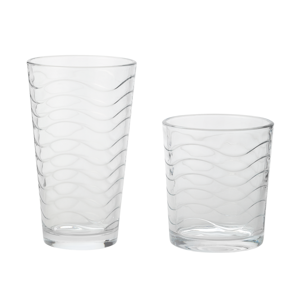 CANVAS Waves 12pc Tumbler Glassware Set, Dishwasher Safe, 6pc x 350mL