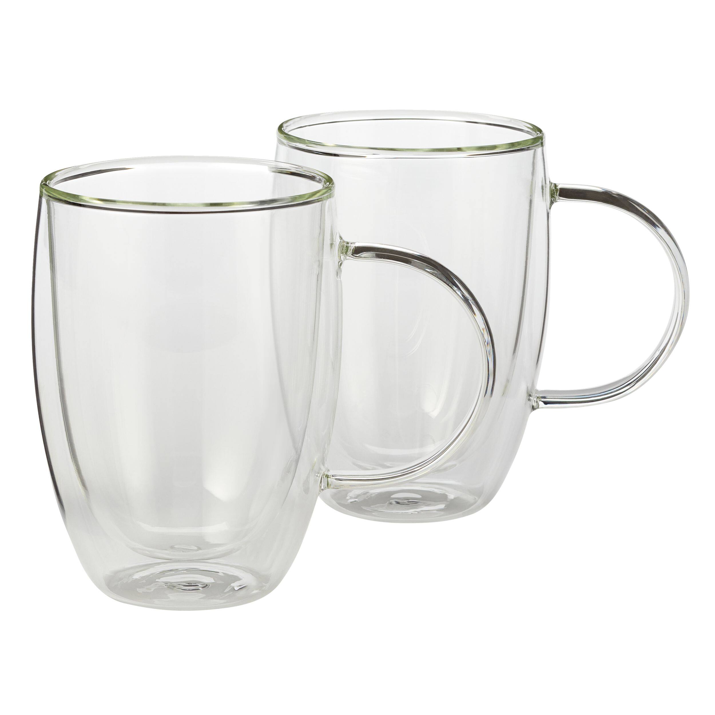 CANVAS 2pc Double Wall Glass Mugs, Dishwasher Safe, 414-mL